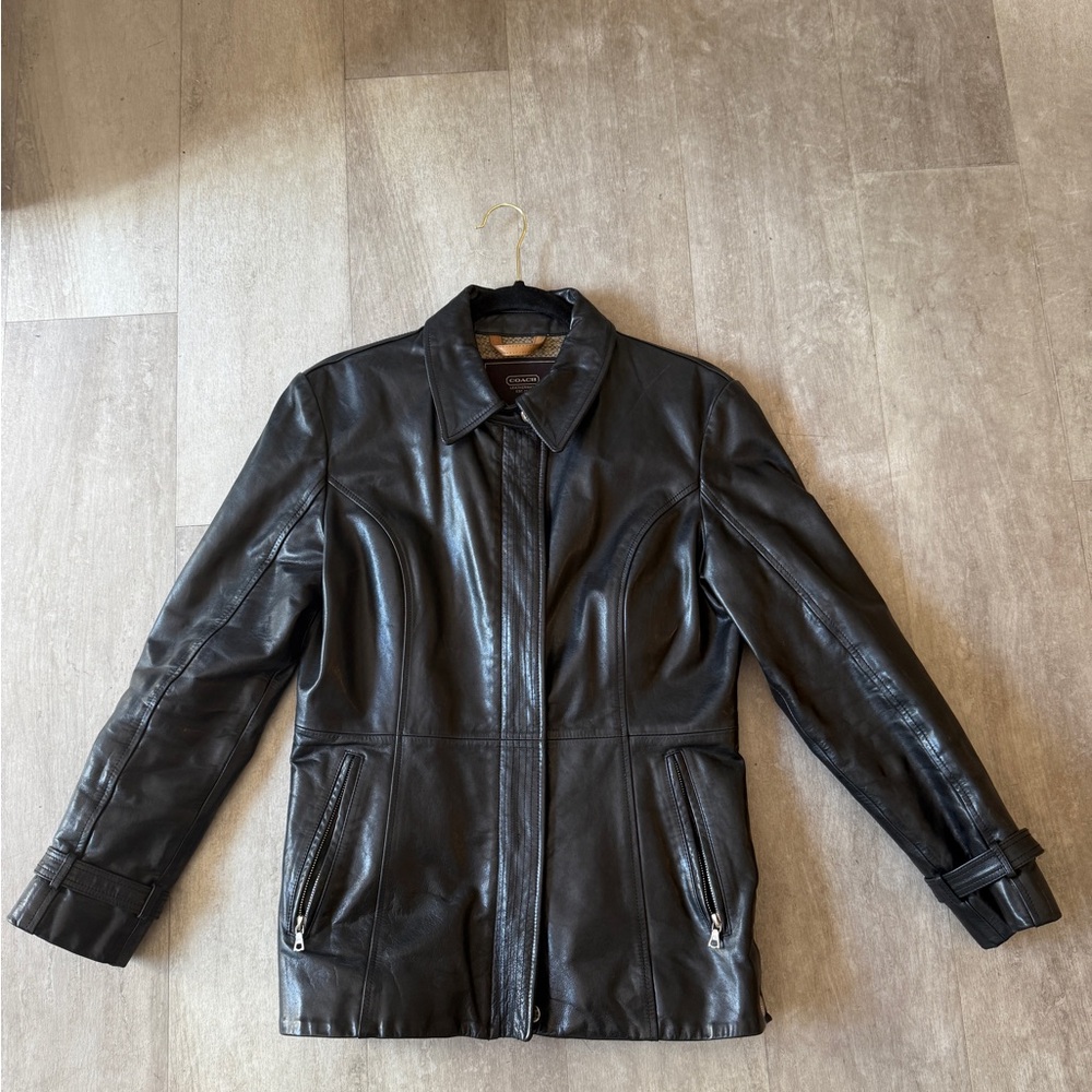 Fitted Women’s Black Coach Leather Jacket
